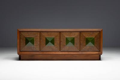 Art Deco Sideboard with Pyramid Inlay Doors France 1930s