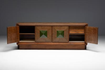 Art Deco Sideboard with Pyramid Inlay Doors France 1930s