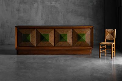 Art Deco Sideboard with Pyramid Inlay Doors France 1930s