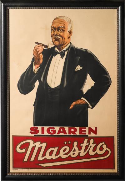 Art Deco Sigaren Maestro Poster Cigars