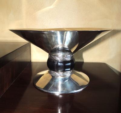Art Deco Silver Compote with Ebony Detail