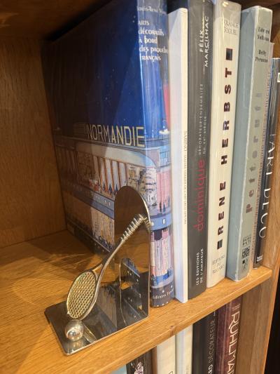 Art Deco Silver Plate Tennis Racket Bookends France Circa 1940