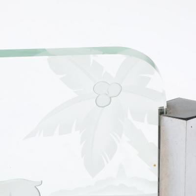 Art Deco Silvered Bronze Table Lamp with Reversed Etched Leaping Gazelle Motif