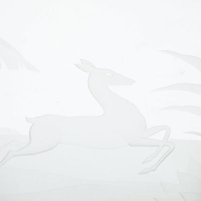 Art Deco Silvered Bronze Table Lamp with Reversed Etched Leaping Gazelle Motif