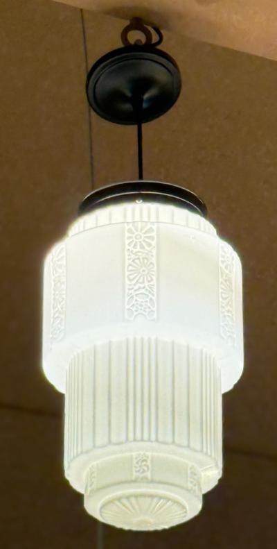 Art Deco Skyscraper Semi Flush Mount Ceiling Light Fixture Made in USA