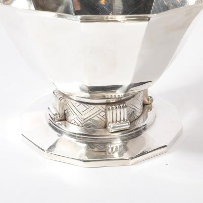 Art Deco Skyscraper Style Apollo Co Silver Plated Bowl w Chevron Motif