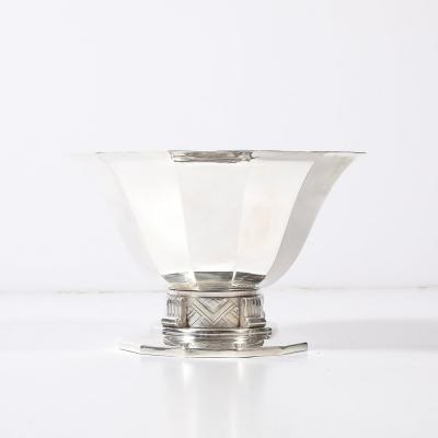 Art Deco Skyscraper Style Apollo Co Silver Plated Bowl w Chevron Motif