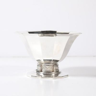 Art Deco Skyscraper Style Apollo Co Silver Plated Bowl w Chevron Motif