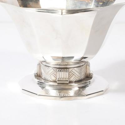 Art Deco Skyscraper Style Apollo Co Silver Plated Bowl w Chevron Motif