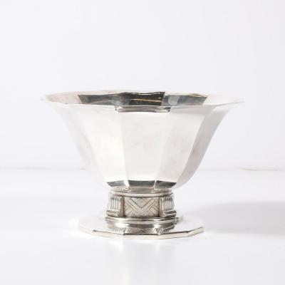 Art Deco Skyscraper Style Apollo Co Silver Plated Bowl w Chevron Motif