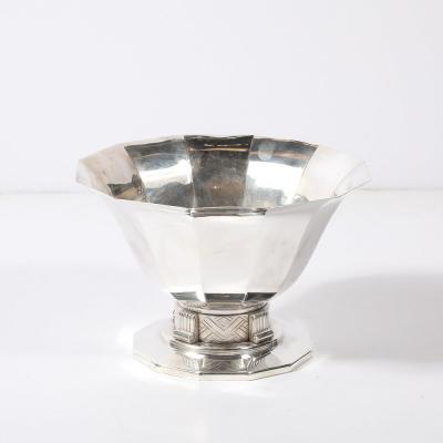 Art Deco Skyscraper Style Apollo Co Silver Plated Bowl w Chevron Motif