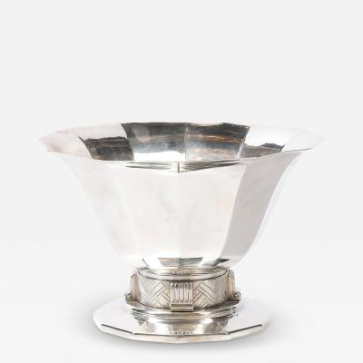 Art Deco Skyscraper Style Apollo Co Silver Plated Bowl w Chevron Motif