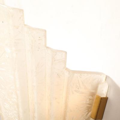 Art Deco Skyscraper Style Frosted Glass Slip Shade Crystalline Texture Sconces