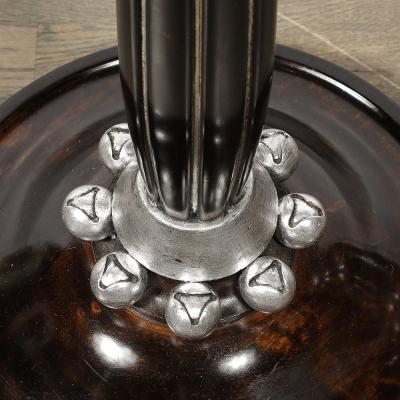 Art Deco Skyscraper Style Frosted Rose Glass Torchiere w Stylized Cubist Detail