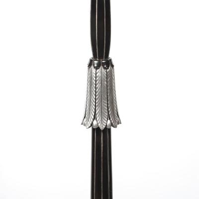 Art Deco Skyscraper Style Frosted Rose Glass Torchiere w Stylized Cubist Detail