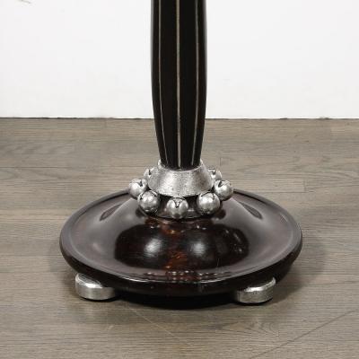 Art Deco Skyscraper Style Frosted Rose Glass Torchiere w Stylized Cubist Detail