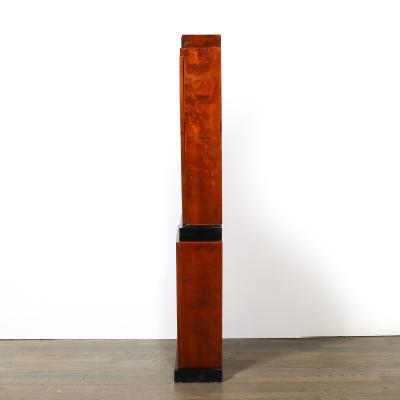 Art Deco Skyscraper Style Grandfather Clock in Walnut with Black Lacquer Accents