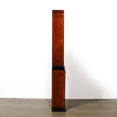 Art Deco Skyscraper Style Grandfather Clock in Walnut with Black Lacquer Accents