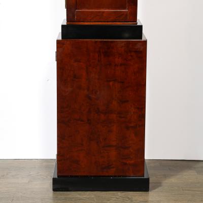 Art Deco Skyscraper Style Grandfather Clock in Walnut with Black Lacquer Accents