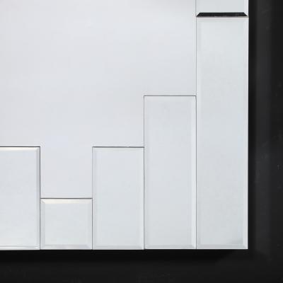 Art Deco Skyscraper Style Rectangular Tessellated Mirror with Beveled Detailing