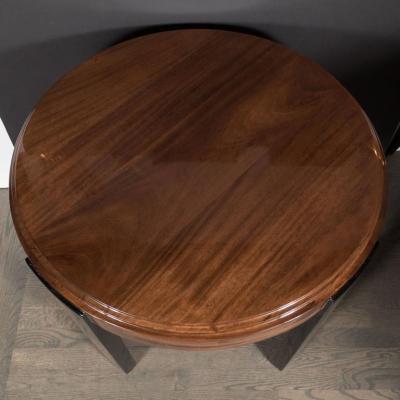 Art Deco Skyscraper Style Stepped Detail Side Table with Black Lacquer Legs