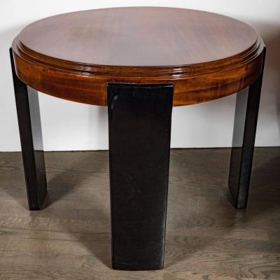 Art Deco Skyscraper Style Stepped Detail Side Table with Black Lacquer Legs