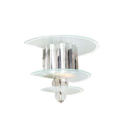 Art Deco Skyscraper Style Three Tier Frosted Glass and Polished Aluminum Sconces