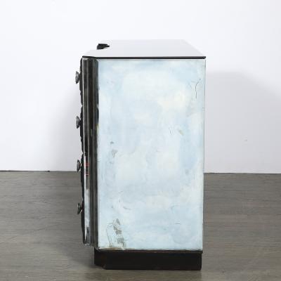 Art Deco Smoked Beveled Mirrored Vanity with Silvered Bronze Pulls