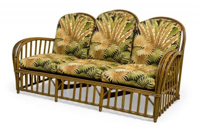 Art Deco Split Reed Rattan Salon Seating Set