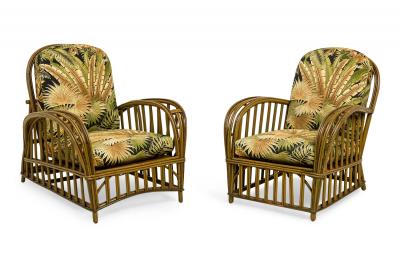 Art Deco Split Reed Rattan Salon Seating Set