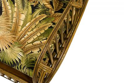Art Deco Split Reed Rattan Salon Seating Set