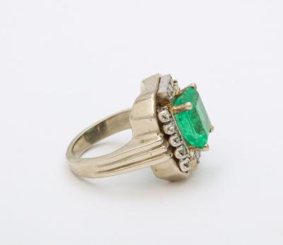 Art Deco Square Cut Emerald Ring