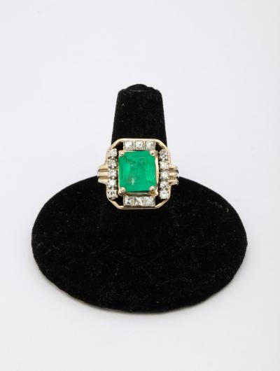 Art Deco Square Cut Emerald Ring