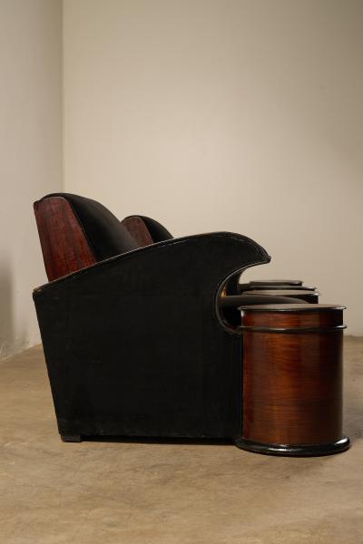 Art Deco Stained Wood and Velvet Seating Group with Leopard Print Accents