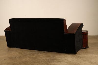 Art Deco Stained Wood and Velvet Seating Group with Leopard Print Accents