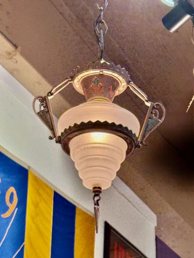 Art Deco Stepped Glass Hanging Fixture Art Deco Collection