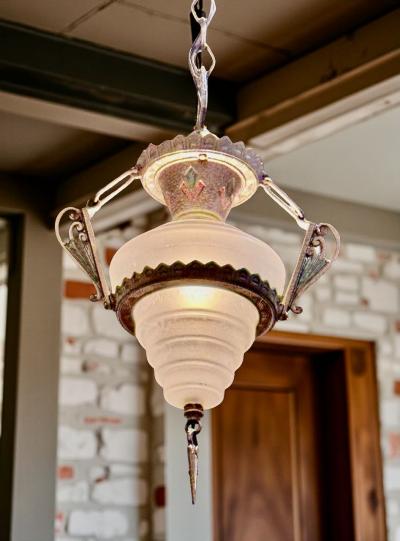 Art Deco Stepped Glass Hanging Fixture Art Deco Collection