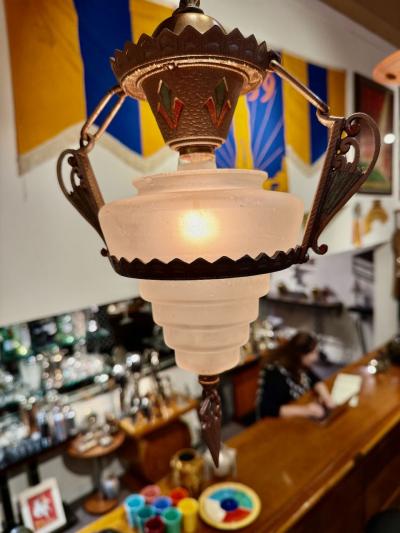 Art Deco Stepped Glass Hanging Fixture Art Deco Collection