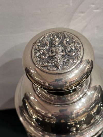 Art Deco Sterling Silver Cocktail Shaker Set with 12 Glasses