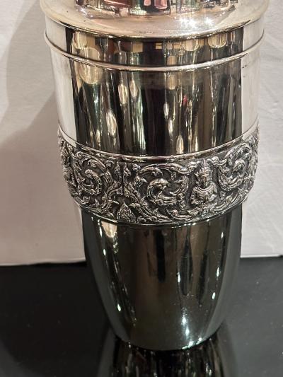 Art Deco Sterling Silver Cocktail Shaker Set with 12 Glasses