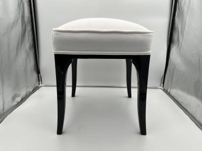 Art Deco Stool Black Lacquered Oak France circa 1940