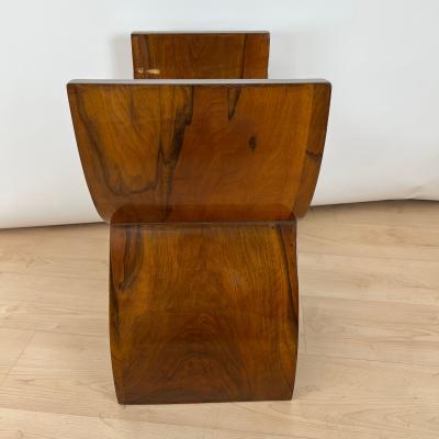 Art Deco Stool Walnut Veneer Black Fabric Italy circa 1930