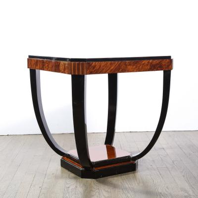 Art Deco Streamlined Cocktail Occasional Table in Book Matched Burled Walnut