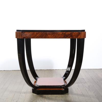 Art Deco Streamlined Cocktail Occasional Table in Book Matched Burled Walnut