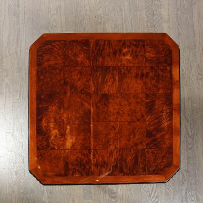 Art Deco Streamlined Cocktail Occasional Table in Book Matched Burled Walnut