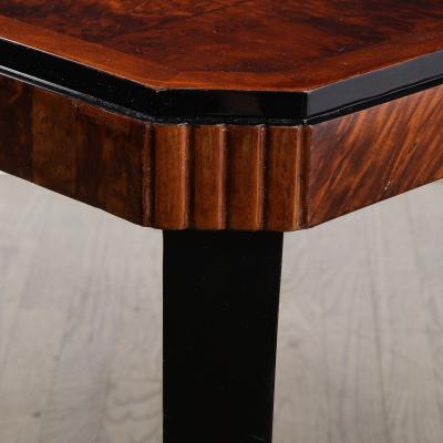 Art Deco Streamlined Cocktail Occasional Table in Book Matched Burled Walnut