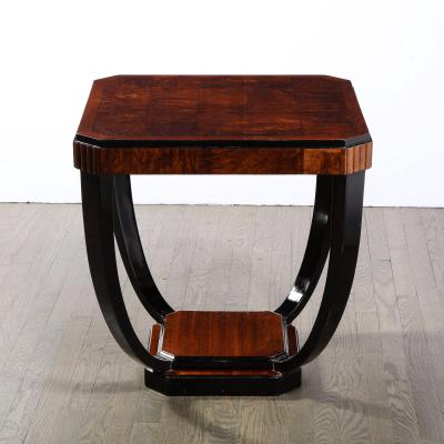 Art Deco Streamlined Cocktail Occasional Table in Book Matched Burled Walnut