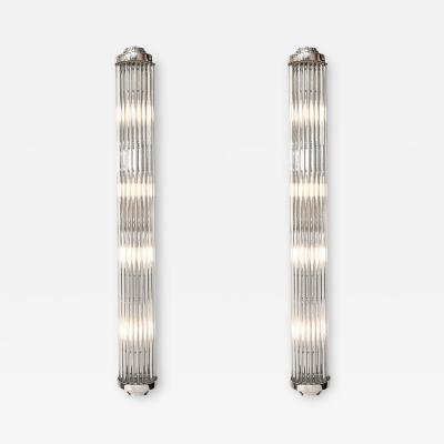 Art Deco Streamlined Linear Glass Rod Sconces W Chrome Fittings