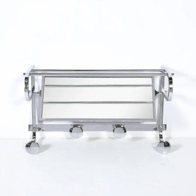 Art Deco Streamlined Machine Age Wall Mounted Chrome Hat Coat Rack w Mirror