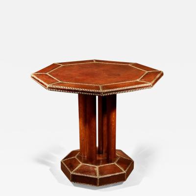 Art Deco Studded Leather Covered Side Table French 1920 30